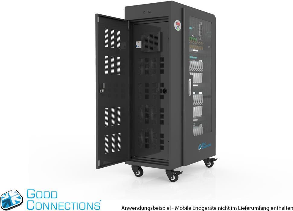 Купить Good Connections - Wagen (synchronisieren, laden und unter UV-Licht reinigen) - für 52 Tablets - verriegelbar - Aluminium, Stahl, Acryl - Schwarz - Ausgang: 5 V (PCT01-B52S) в магазине wardena.ru