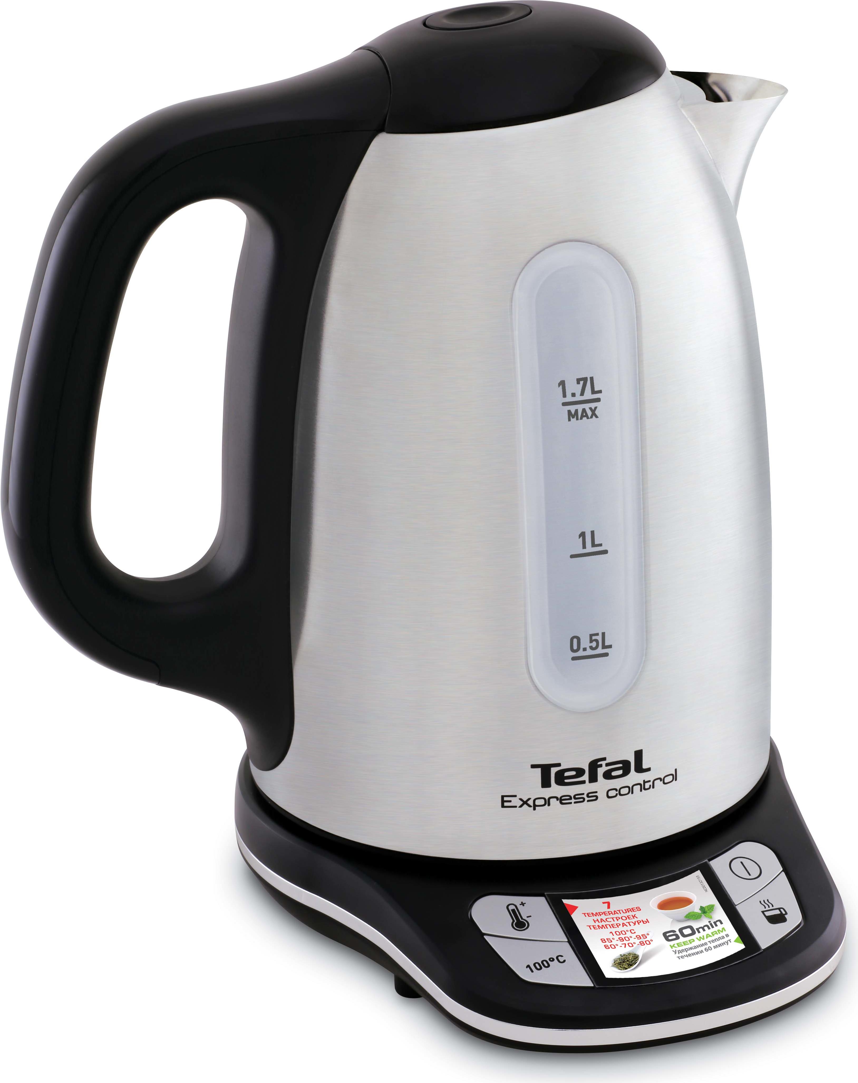 Купить Tefal Express Control KI240D Wasserkocher 1,7 l 2400 W Schwarz - Edelstahl (KI240D) в магазине wardena.ru