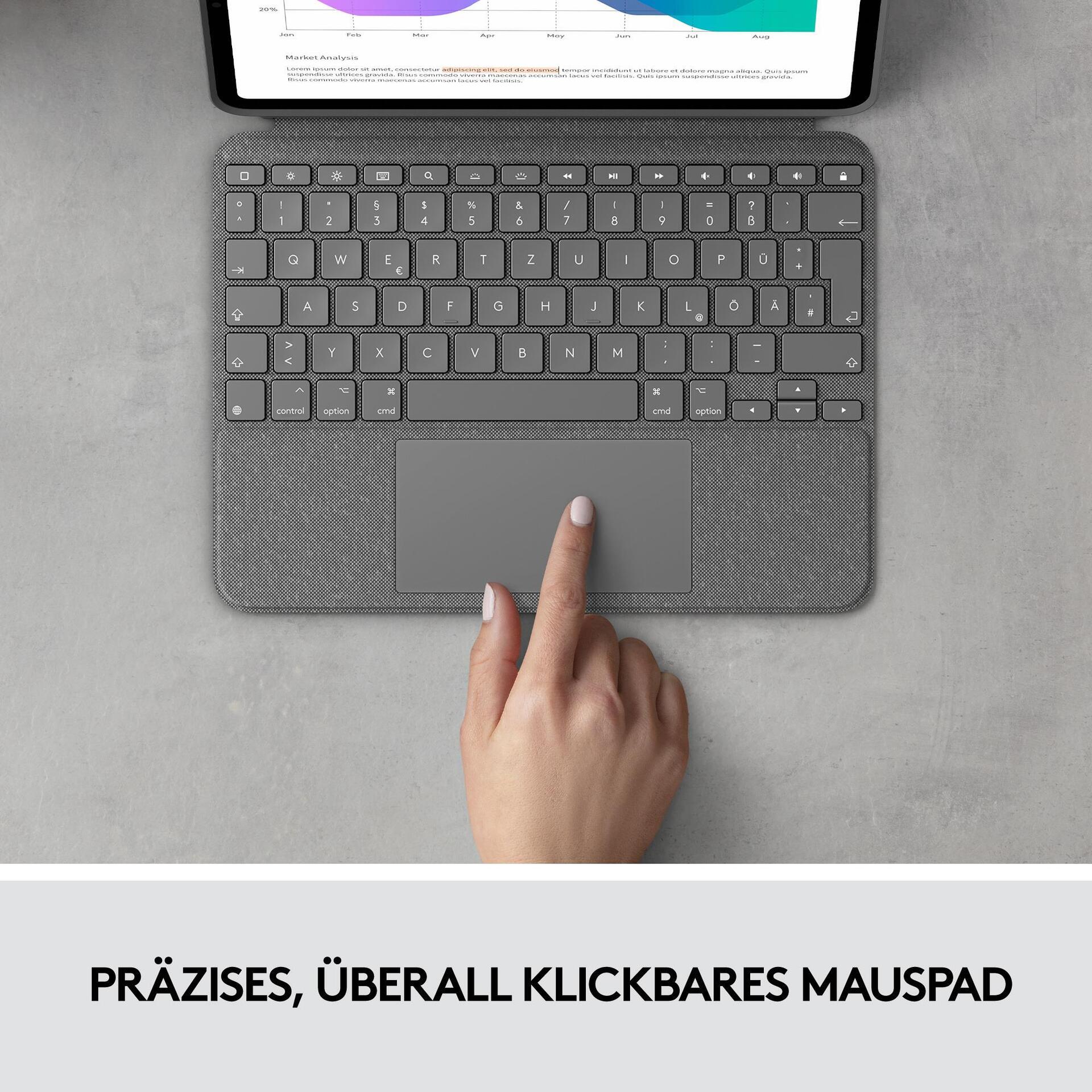 Купить Logitech Combo Touch - Tastatur und Foliohülle - mit Trackpad - hintergrundbeleuchtet - Apple Smart connector - AZERTY - Französisch - Oxford Gray - für Apple 27,90cm (11")  iPad Pro (1. Generation, 2. Generation, 3. Gen (920-010144) в магазине wardena.ru