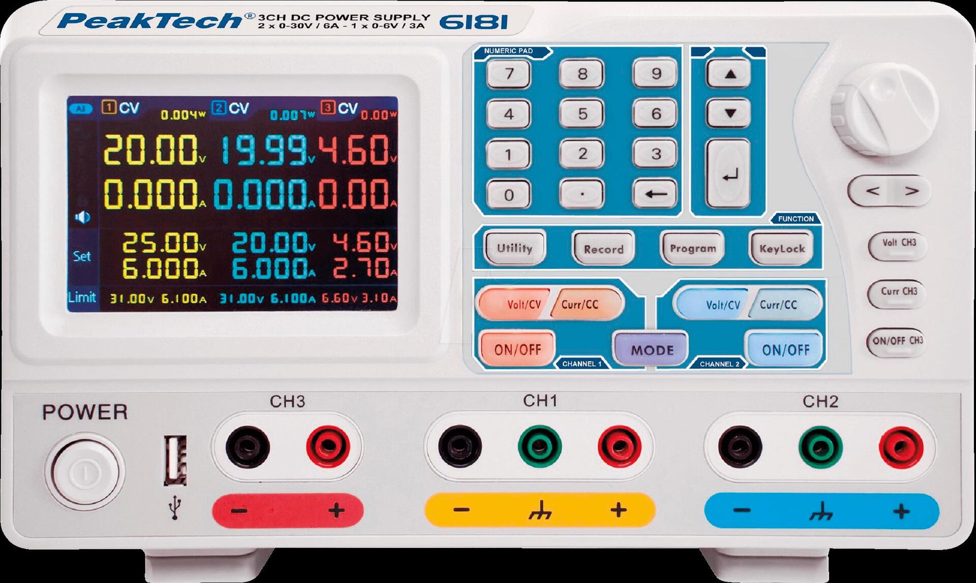 Купить PEAKTECH 6181 - Labornetzgerät, 0 - 30 V, 0 - 6 A, stabilisiert, programmierbar (P 6181) в магазине wardena.ru