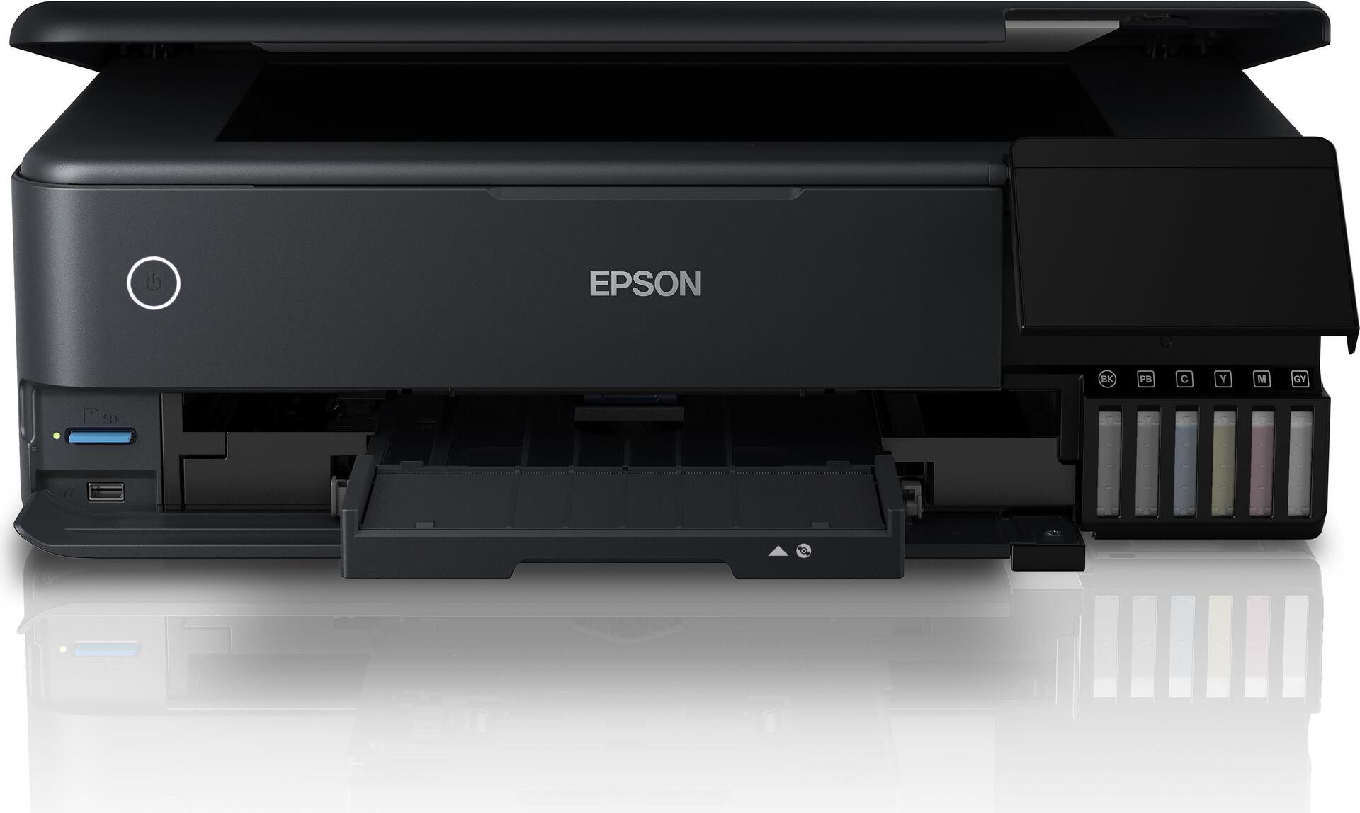 Купить Epson EcoTank ET-8550 - Multifunktionsdrucker - Farbe - Tintenstrahl - refillable - A3 (Medien) - bis zu 16 Seiten/Min. (Drucken) - USB, LAN, USB-Host, Wi-Fi(ac) - Schwarz (C11CJ21401) в магазине wardena.ru