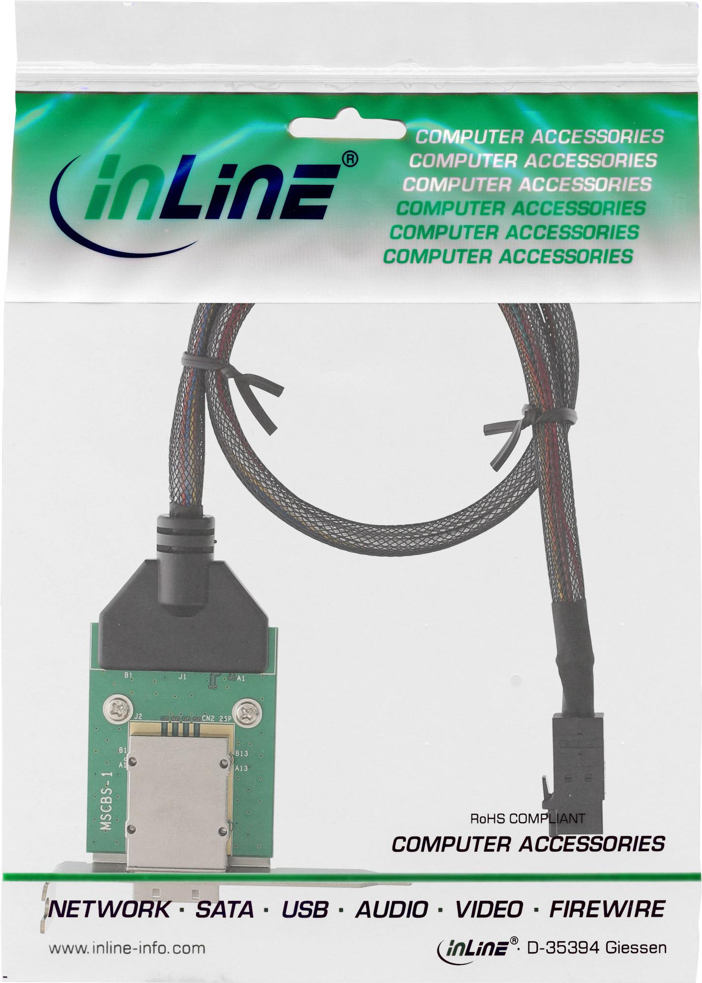 Купить InLine® SAS HD LP PCI Slotblech m. Kabel, ext. SFF-8088 auf int. SFF-8643, 0,75m (27656C) в магазине wardena.ru