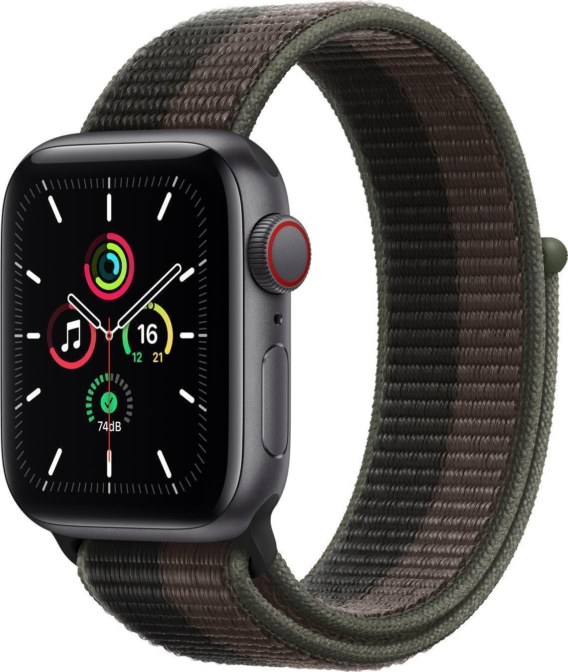Купить Apple Watch SE (GPS + Cellular) - 40 mm - Space grau Aluminium - intelligente Uhr mit Sportschleife - gewebtes Nylon - tornado/gray - Handgelenkgröße: 130-200 mm - 32 GB - Wi-Fi, Bluetooth - 4G - 30.68 g (MKR33FD/A) в магазине wardena.ru