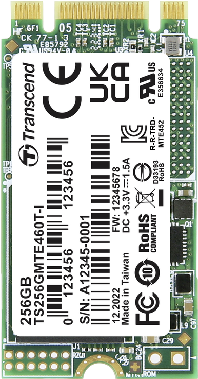 Купить Transcend MTE460T-I 256 GB Interne M.2 PCIe NVMe SSD 2242 3.0 x2 Retail (TS256GMTE460T-I) в магазине wardena.ru