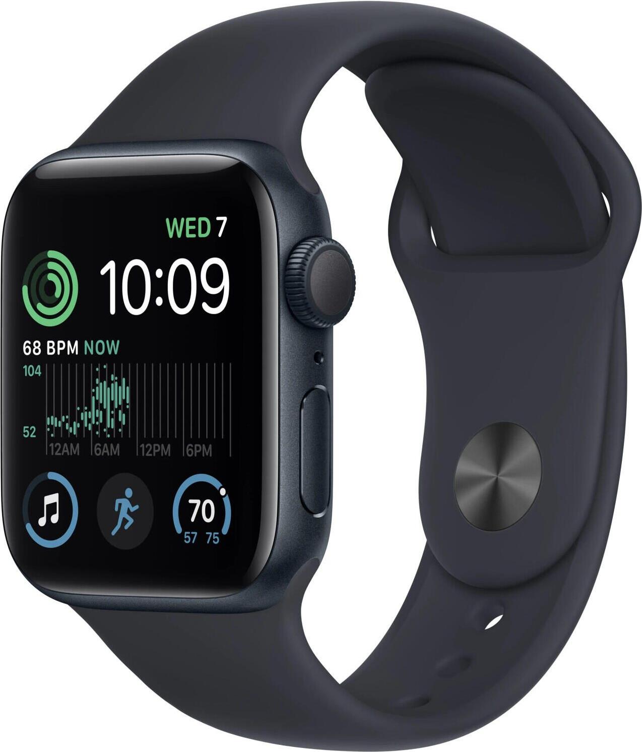 Купить Apple Watch SE (GPS) - 44 mm - Midnight Aluminium - intelligente Uhr mit Sportband - Flouroelastomer - Midnight - Bandgröße: regelmäßig - 32GB - Wi-Fi, Bluetooth - 32,9 g (MNK03FD/A) в магазине wardena.ru