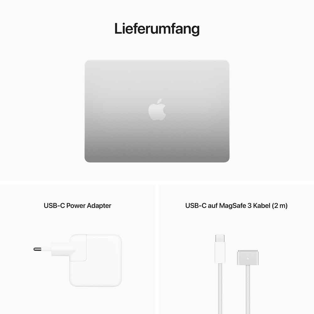 Купить Apple MacBook Air - M2 - M2 8-core GPU - 8 GB RAM - 256 GB SSD - 34.5 cm (13.6") IPS 2560 x 1664 (WQXGA) - Wi-Fi 6 - Silber - kbd: Deutsch (MLXY3D/A) в магазине wardena.ru