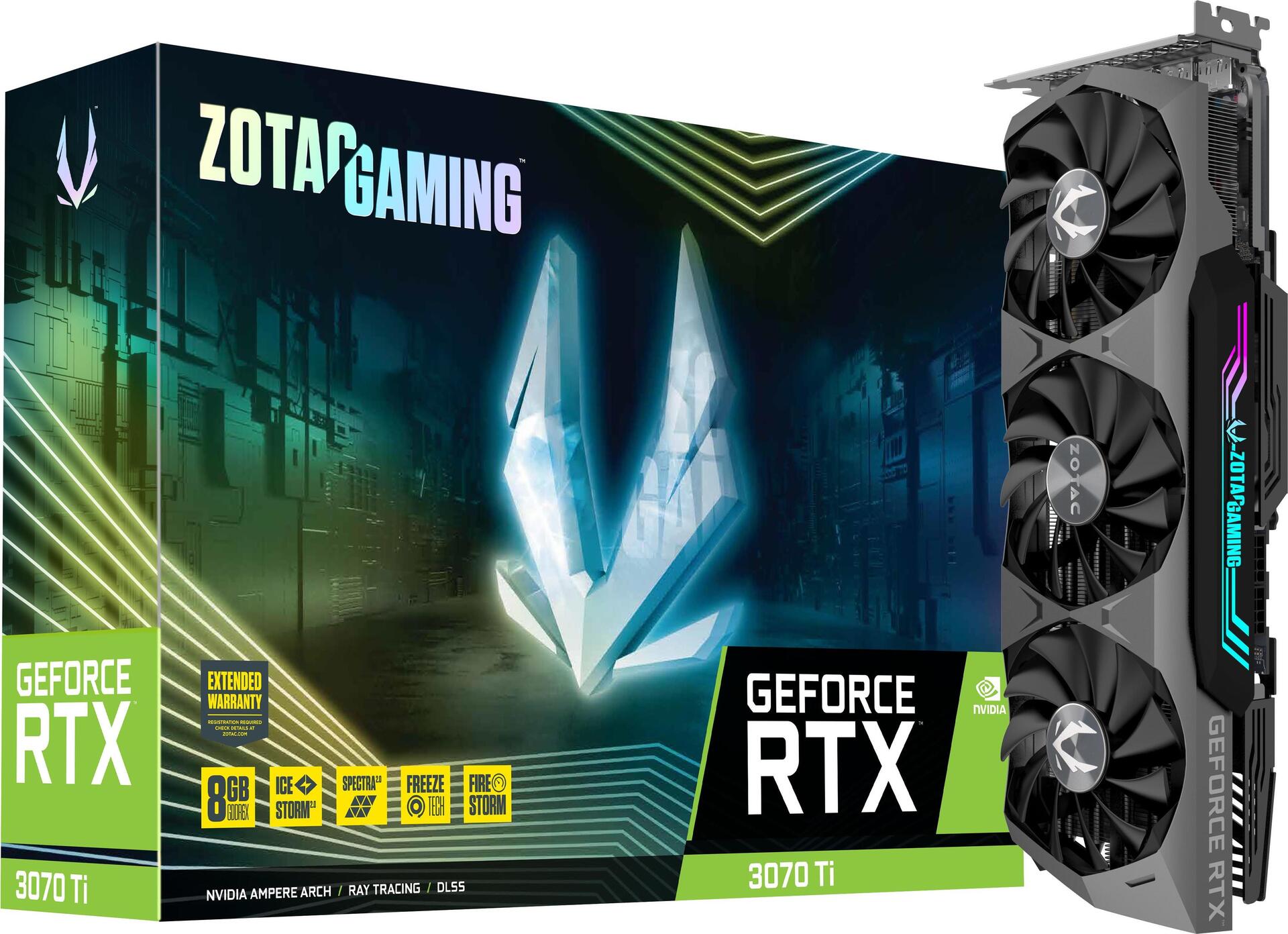 Купить Zotac GAMING GeForce RTX 3070 Ti - GeForce RTX 3070 Ti - 8 GB - GDDR6X - 256 Bit - 7680 x 4320 Pixel - PCI Express x16 4.0 (ZT-A30710Q-10P) в магазине wardena.ru