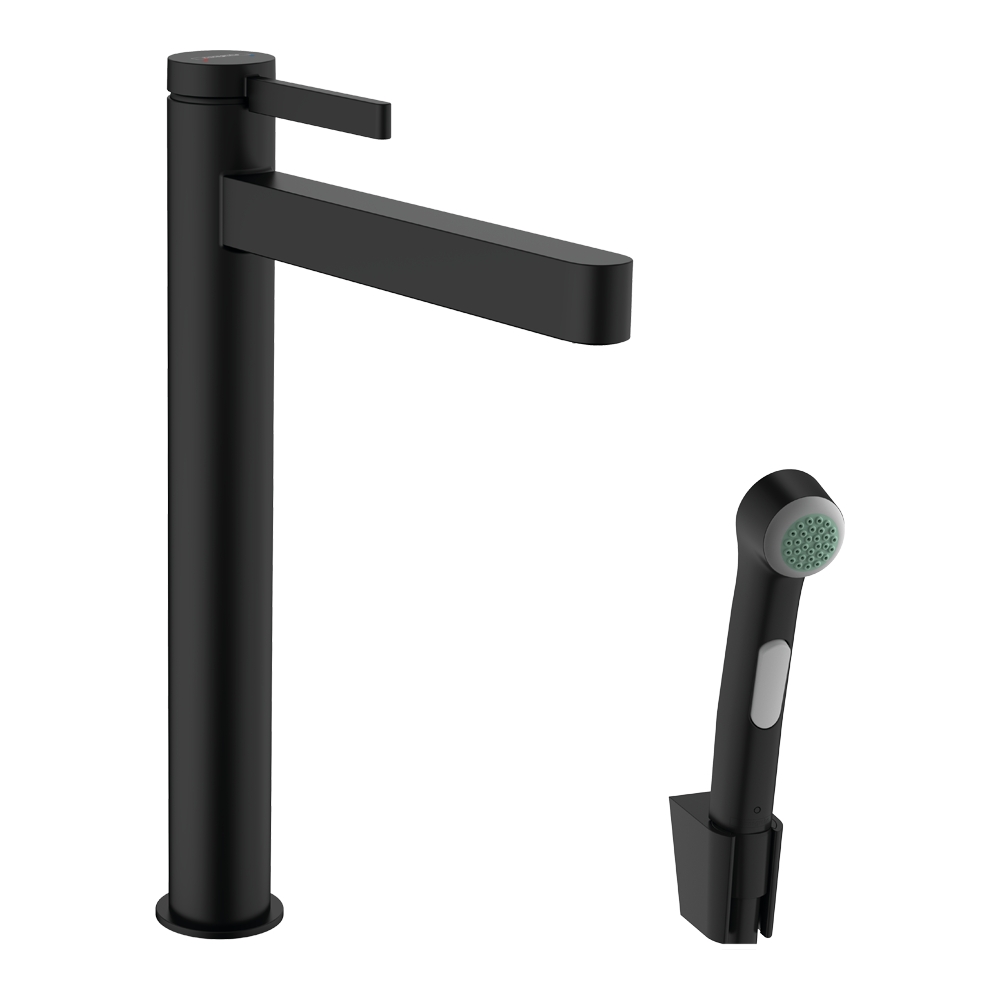 Купить Hansgrohe Finoris Смеситель для раковины, однорычажный, 260 с набором для биде со шлангом 1,60 м черный матовый 76220670 в магазине wardena.ru