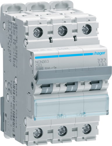 Купить Hager Leitungsschutzschalter 3pol.,C-63A,10kA,3M NCN363 (NCN363) в магазине wardena.ru