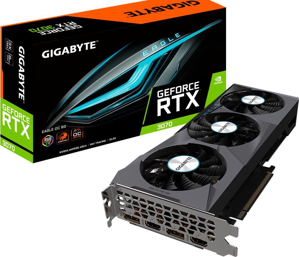 Купить Gigabyte GeForce RTX 3070 EAGLE OC 8G (rev. 2.0) - Grafikkarten - GF RTX 3070 - 8 GB GDDR6 - PCIe 4.0 x16 - 2 x HDMI, 2 x DisplayPort (GV-N3070EAGLE OC-8GD 2.0) в магазине wardena.ru