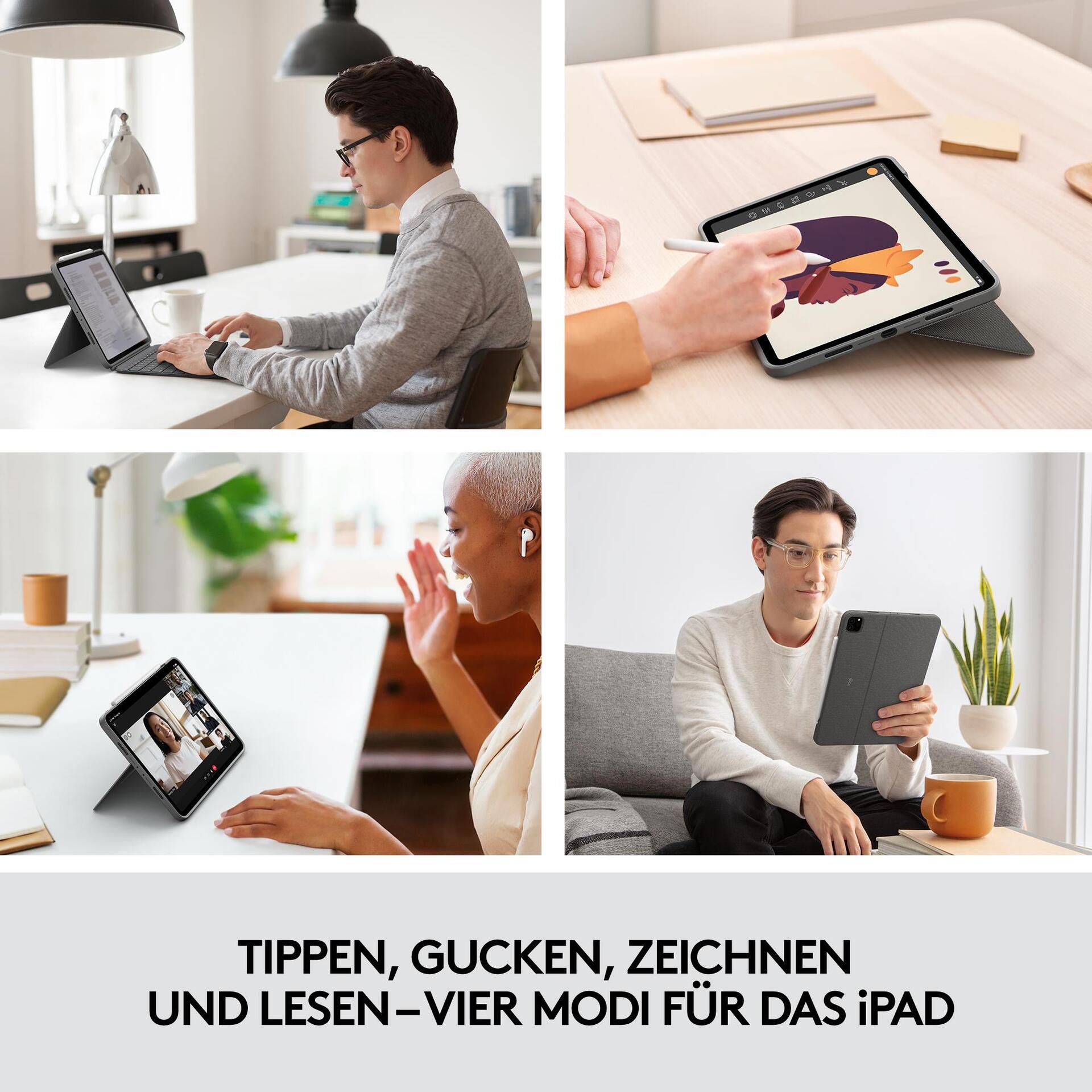 Купить Logitech Combo Touch - Tastatur und Foliohülle - mit Trackpad - hintergrundbeleuchtet - Apple Smart connector - QWERTY - GB - Oxford Gray - für Apple 27,90cm (11")  iPad Pro (1. Generation, 2. Generation, 3. Generation) (920-010148) в магазине wardena.ru
