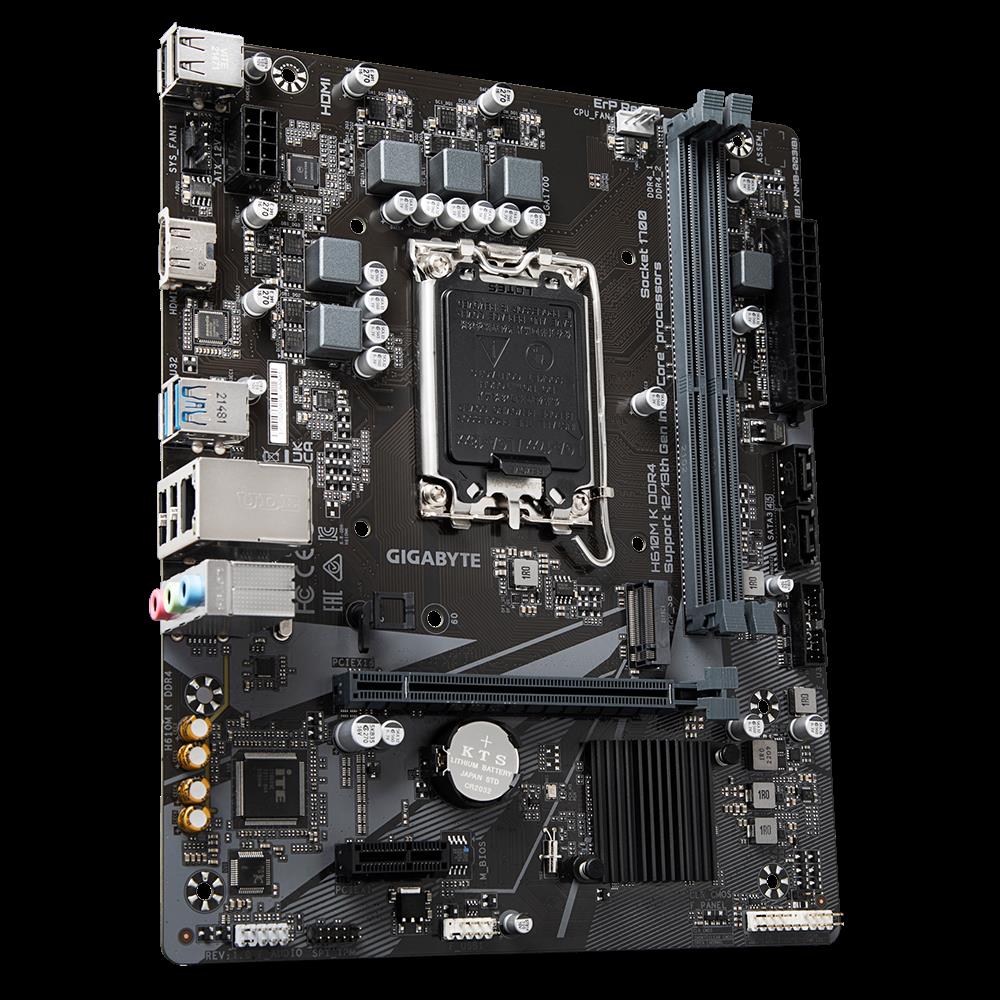 Купить Gigabyte H610M K DDR4 1.0 - Intel - LGA 1700 - Intel® Celeron® - Intel® Core™ i3 - Intel® Core™ i7 - Intel® Core™ i9 - Intel® Pentium® Gold - DDR4-SDRAM - 64 GB - DIMM (H610M K DDR4) в магазине wardena.ru