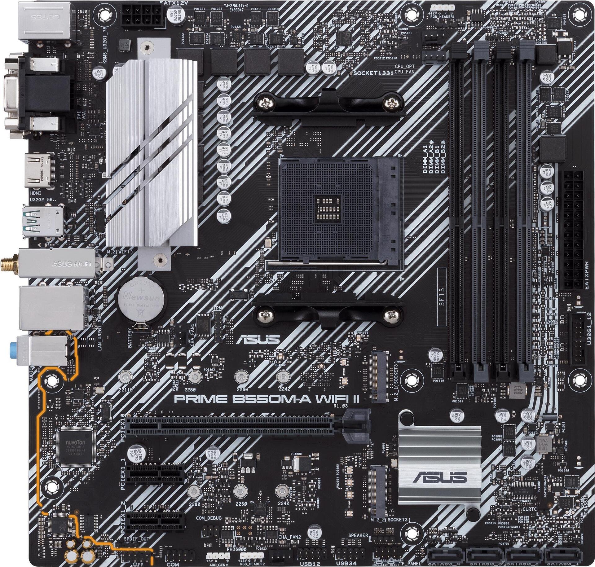 Купить ASUS PRIME B550M-A WIFI II - Motherboard - micro ATX - Socket AM4 - AMD B550 Chipsatz - USB 3.2 Gen 1, USB 3.2 Gen 2 - Gigabit LAN, Wi-Fi 6, Bluetooth - Onboard-Grafik (CPU erforderlich) - HD Audio (8-Kanal) (90MB19X0-M0EAY0) в магазине wardena.ru