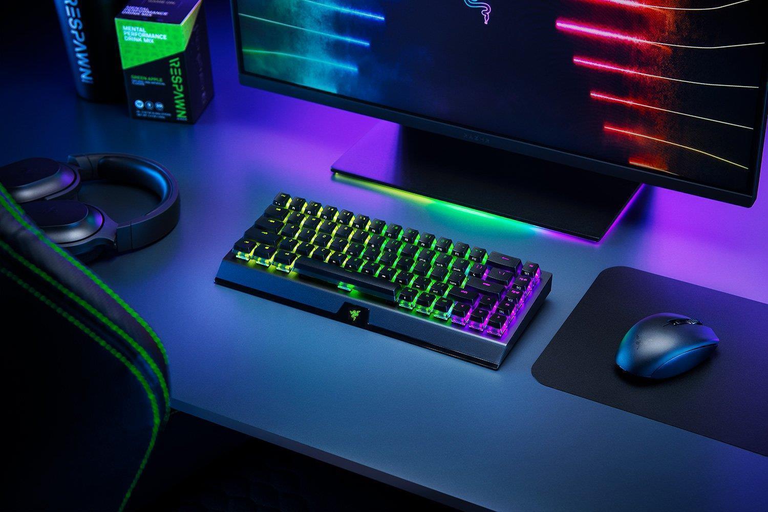 Купить Razer BlackWidow V3 Mini HyperSpeed - Phantom Edition - Tastatur - Hintergrundbeleuchtung - Bluetooth, 2.4 GHz, USB-C - QWERTY - USA - Tastenschalter: Razer Green (RZ03-03892000-R3M1) в магазине wardena.ru