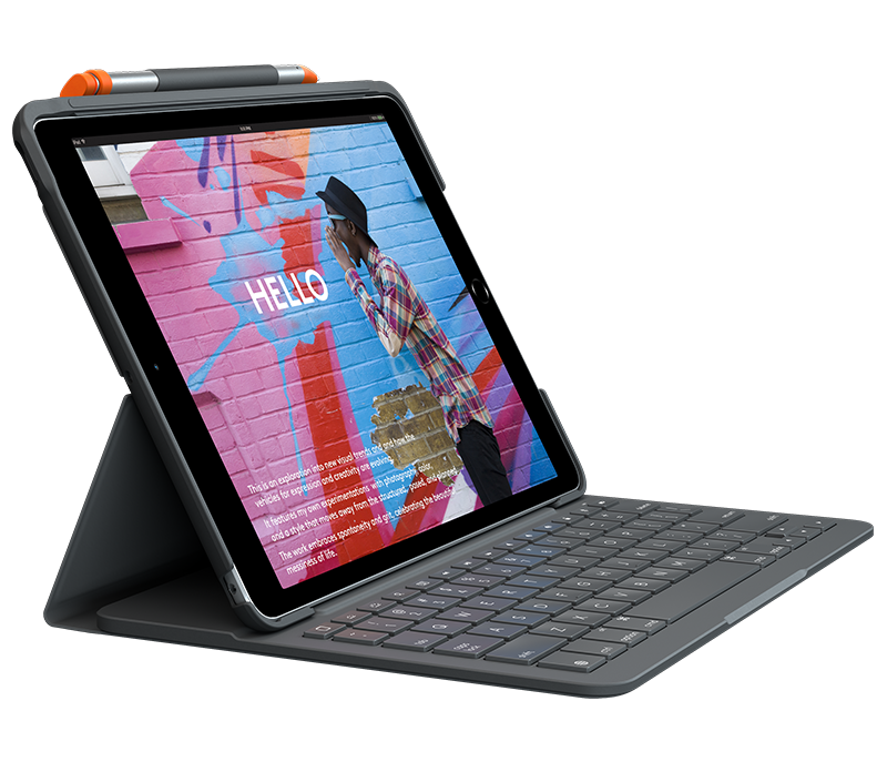 Купить Logitech Slim Folio, KeyboardDock für Apple iPad 10.2", schwarz, DE (920-009474) в магазине wardena.ru
