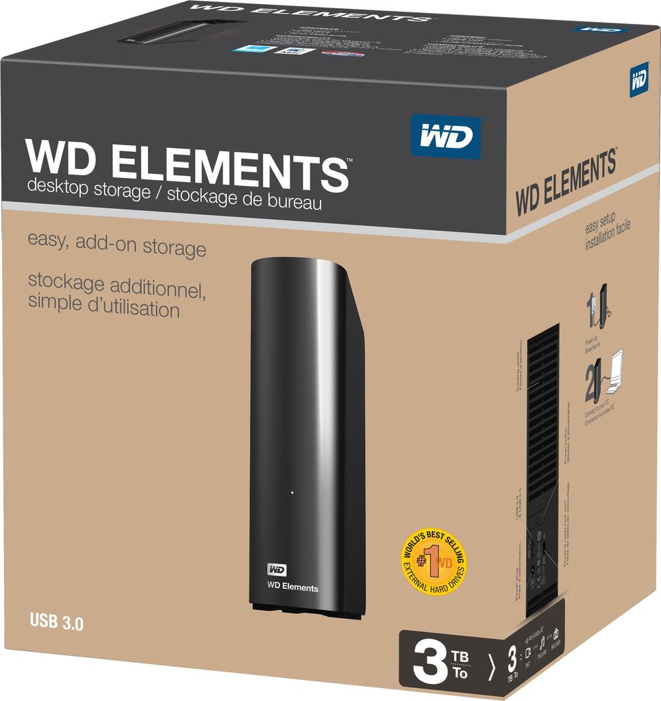 Купить WD Elements Desktop WDBWLG0030HBK - Festplatte - 3 TB - extern (Stationär) - USB 3.0 (WDBWLG0030HBK-EESN) в магазине wardena.ru