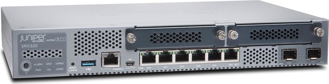 Купить Juniper Networks SRX320 Services Gateway - Sicherheitsgerät - 8 Anschlüsse - GigE, HDLC, Frame Relay, PPP, MLPPP, MLFR - Luftstrom von vorne nach hinten - Desktop в магазине wardena.ru