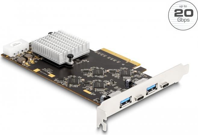 Купить Delock PCI Express x8 Karte mit 2 x USB 20 Gbps USB Type-C™ Buchse und 2 x USB 5 Gbps Typ-A Buchse - Quad Channel (90097) в магазине wardena.ru