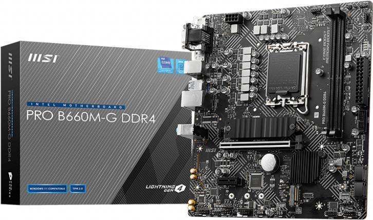 Купить MSI PRO B660M-G DDR4 - Motherboard - micro ATX - LGA1700-Sockel - B660 Chipsatz - USB 3.2 Gen 1 - 2.5 Gigabit LAN - Onboard-Grafik (CPU erforderlich) - HD Audio (8-Kanal) (7D45-001R) в магазине wardena.ru