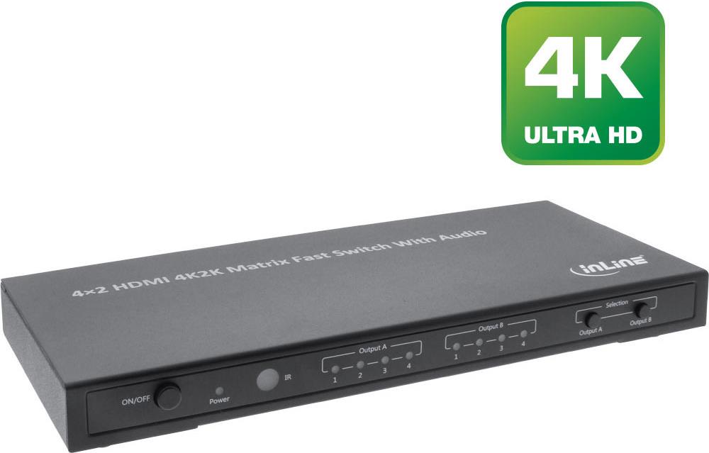 Купить INLINE HDMI Matrix Switch, 4K2K, 4 Input ports to 2 Output ports - Video/Audio-Schalter - Desktop (65011K) в магазине wardena.ru