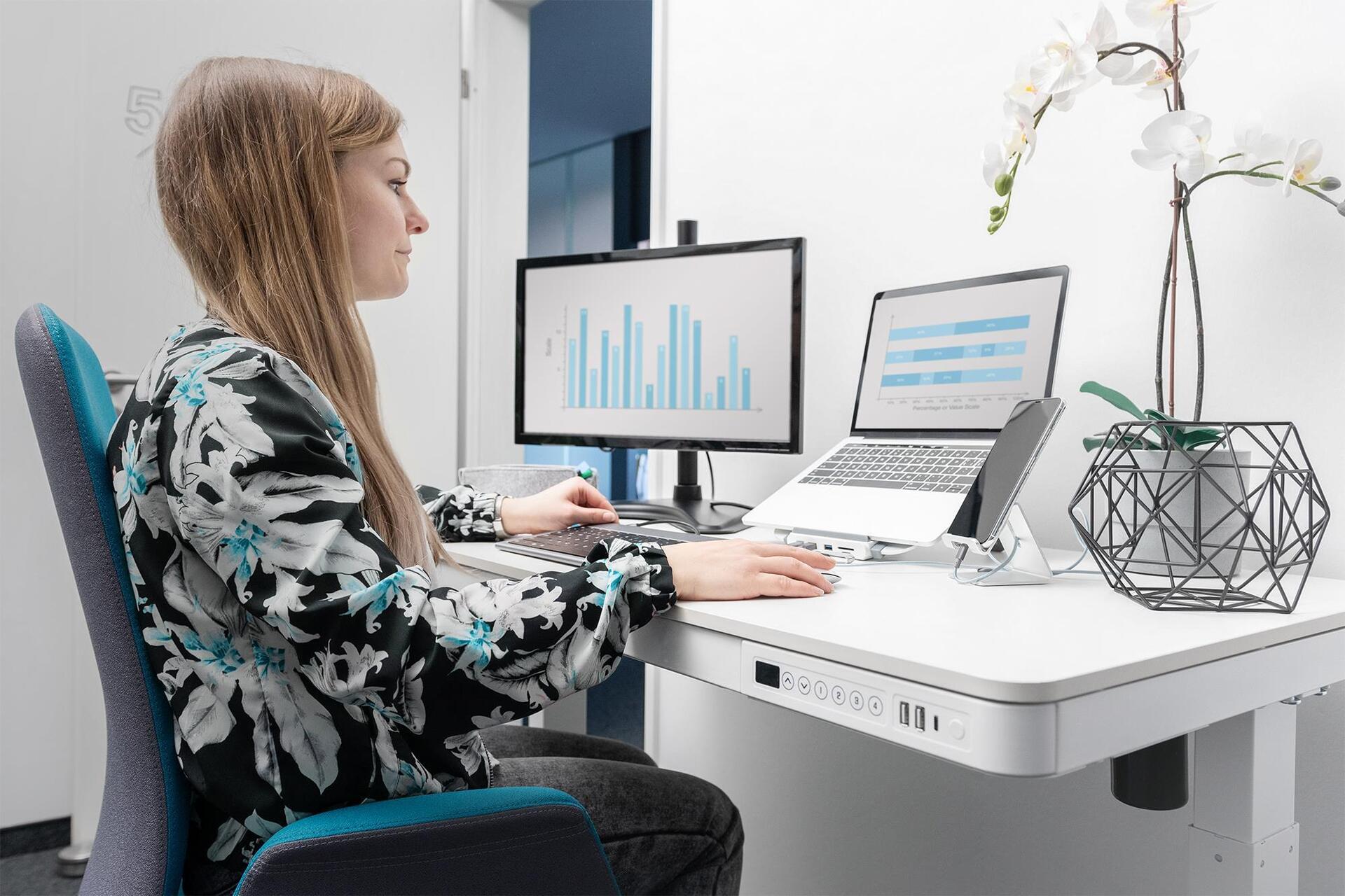 Купить Digitus Elektrisch höhenverstellbarer Schreibtisch mit USB-Ladestation und Schublade (DA-90406) в магазине wardena.ru