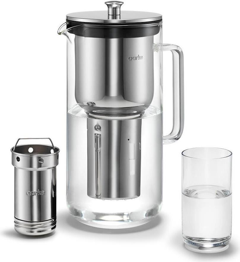 Купить Aarke Purifier - Wasserfilterkrug - Glas,Edelstahl - 1,18 l (A1120) в магазине wardena.ru