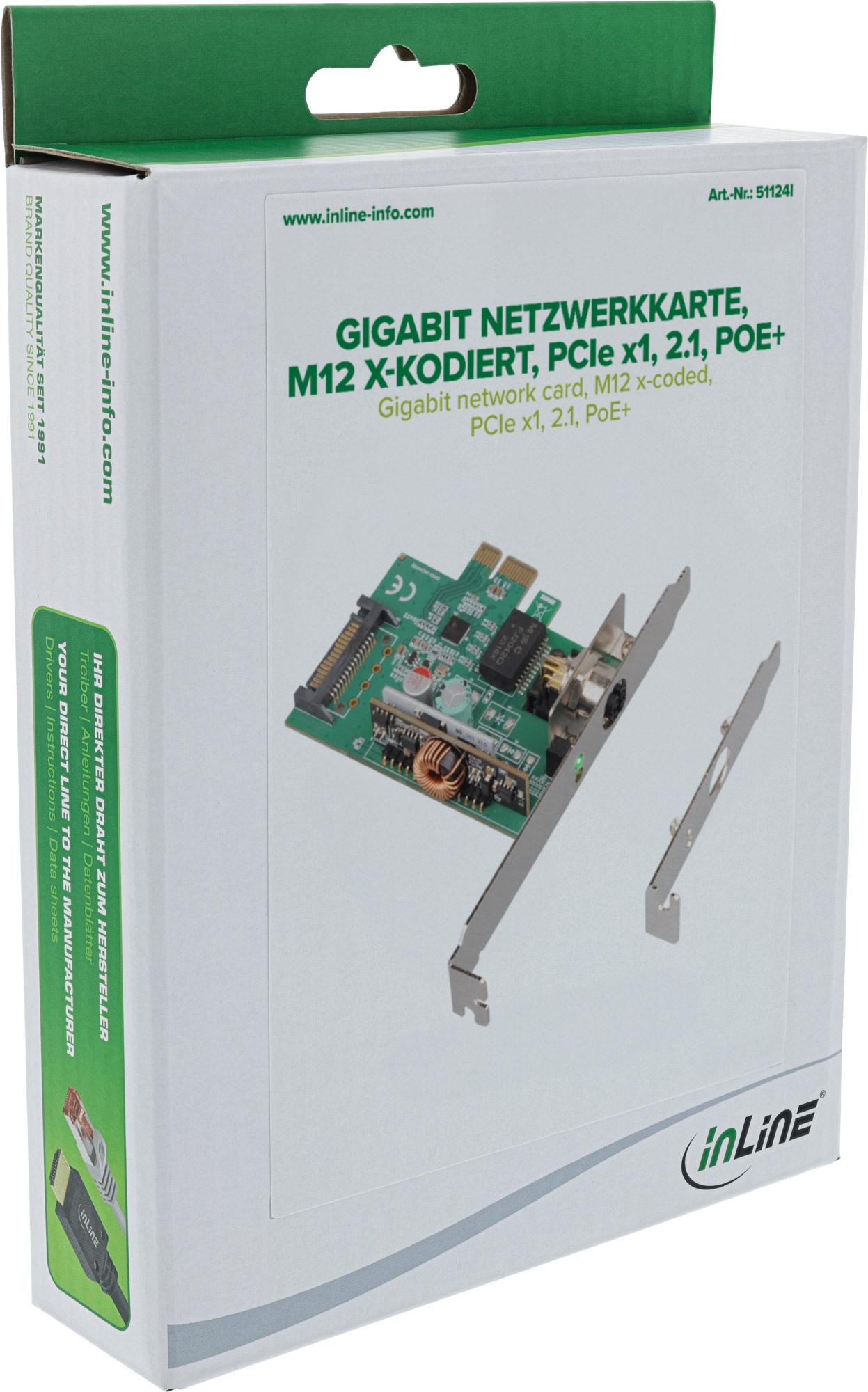 Купить InLine Gigabit Netzwerkkarte - M12 x-kodiert - PCIe x1 - 2.1 - PoE+ (51124I) в магазине wardena.ru