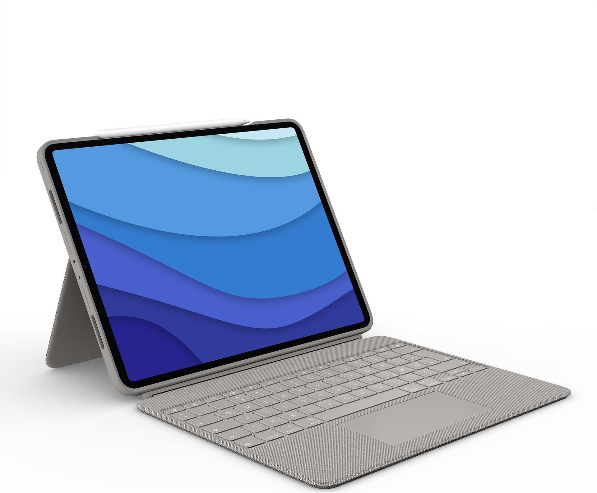 Купить Logitech Combo Touch - Tastatur und Foliohülle - mit Trackpad - hintergrundbeleuchtet - Apple Smart connector - AZERTY - Französisch - Sand - für Apple 12.9"  iPad Pro (5. Generation) (920-010218) в магазине wardena.ru