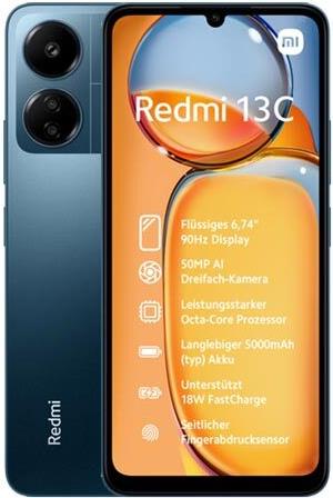 Купить Xiaomi Redmi 13C 4/128GB Dual-SIM Smartphone navy blue EU (MZB0FL8EU) в магазине wardena.ru