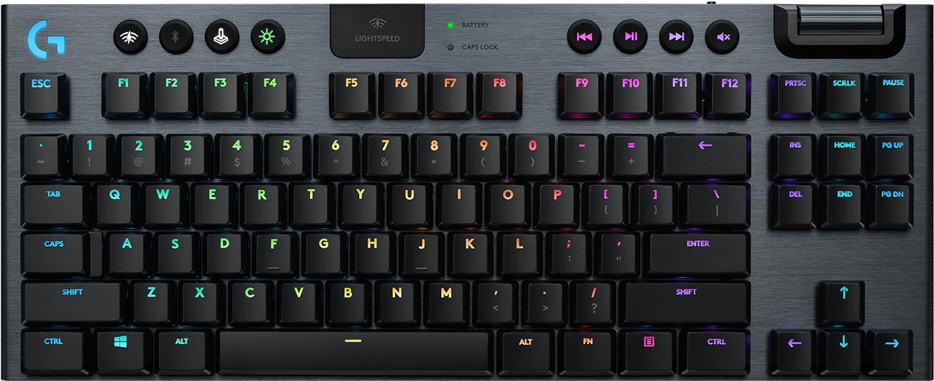 Купить Logitech G915 TKL Tenkeyless LIGHTSPEED Wireless RGB Mechanical Gaming Keyboard - Tastatur - backlit - USB, Bluetooth, LIGHTSPEED - Nordisch - Tastenschalter: GL Linear - Kohle (920-009517) в магазине wardena.ru