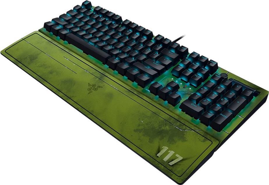 Купить Razer BlackWidow V3 - Tastatur - mit digitaler Drehregler - Hintergrundbeleuchtung - USB - QWERTY - USA - Tastenschalter: Razer Green - Halo Infinite (RZ03-03542600-R3M1) в магазине wardena.ru