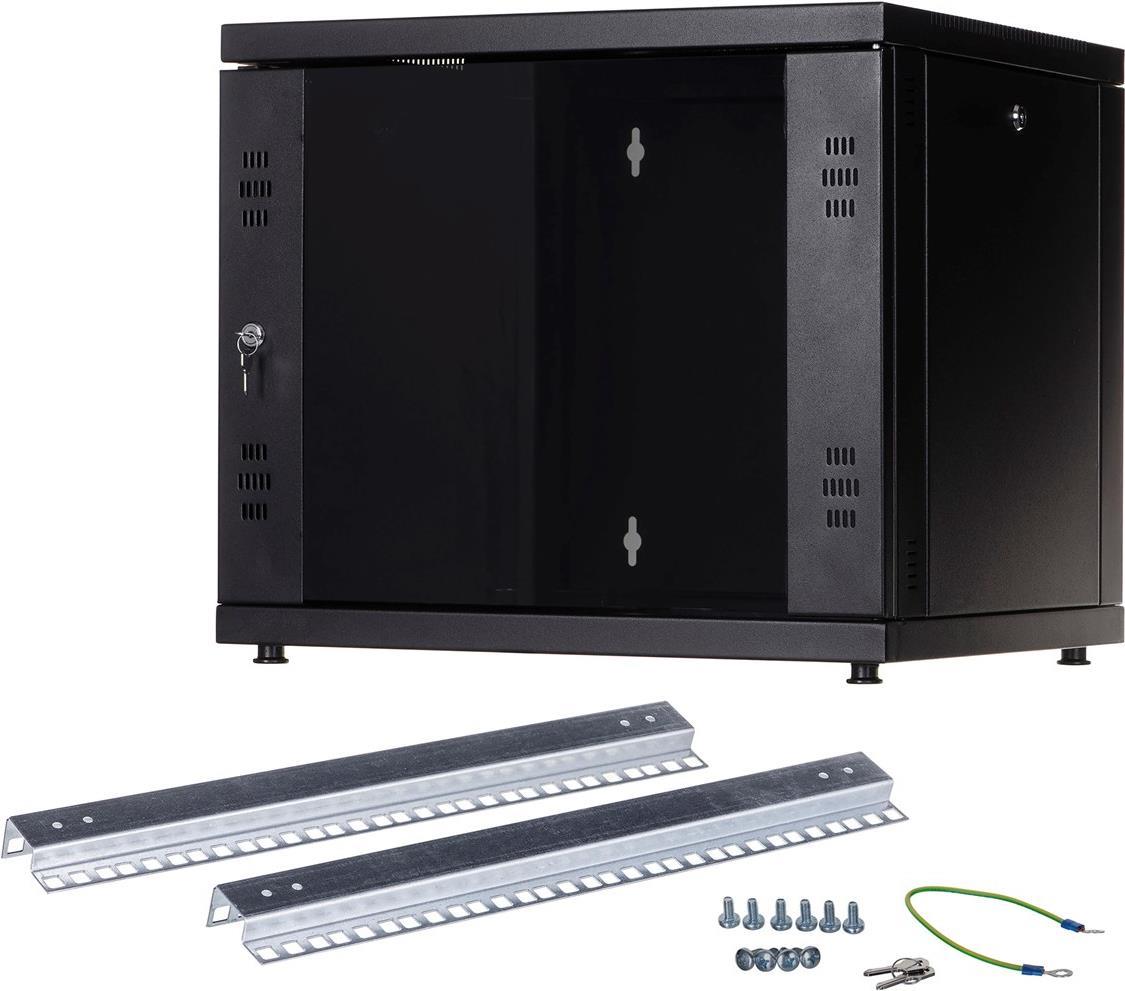 Купить Alantec 9U 19" Wandschrank, Schwarz - 450 mm (SW-9U-600-450-N-DSJ-OP-RP-F-C) в магазине wardena.ru