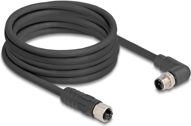 Купить Delock M12 Kabel L-kodiert 4 Pin Stecker rechts gewinkelt zu Buchse gerade PUR (80531) в магазине wardena.ru