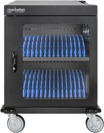 Купить MANHATTAN Ladeschrank auf Rollen mit 32 Steckdosen Europäische CEE 7/3-Steckdosen, geräumige Fächer für Geräte bis zu 15.6", abschließbar, Ladewagen mit Überspannungsschutz, schwarz (180948) в магазине wardena.ru