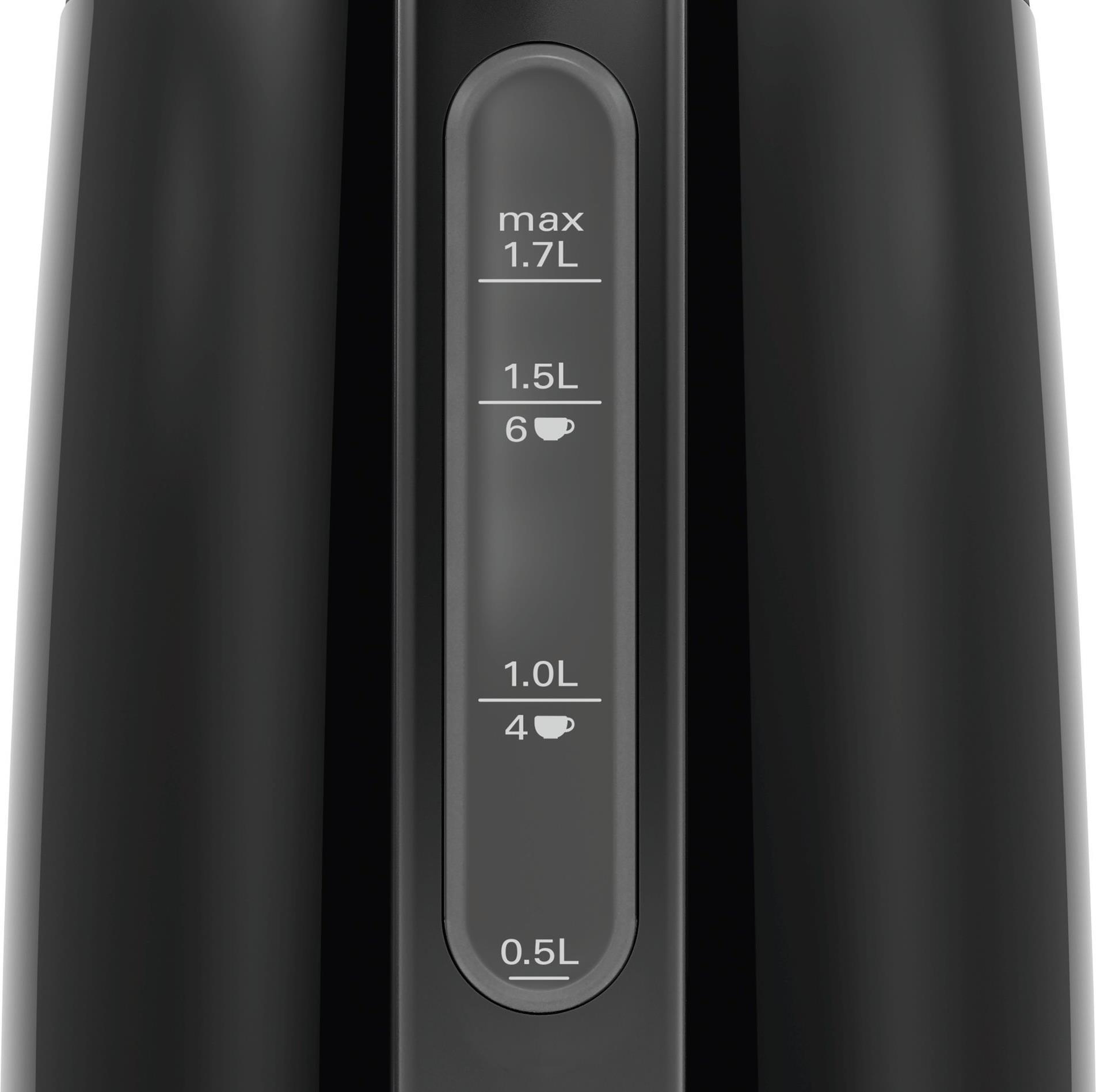 Купить Bosch DesignLine Wasserkocher TWK3P423, 1,7 Liter, Tassenanzeige, 2.400 W, schwarz (TWK3P423) в магазине wardena.ru