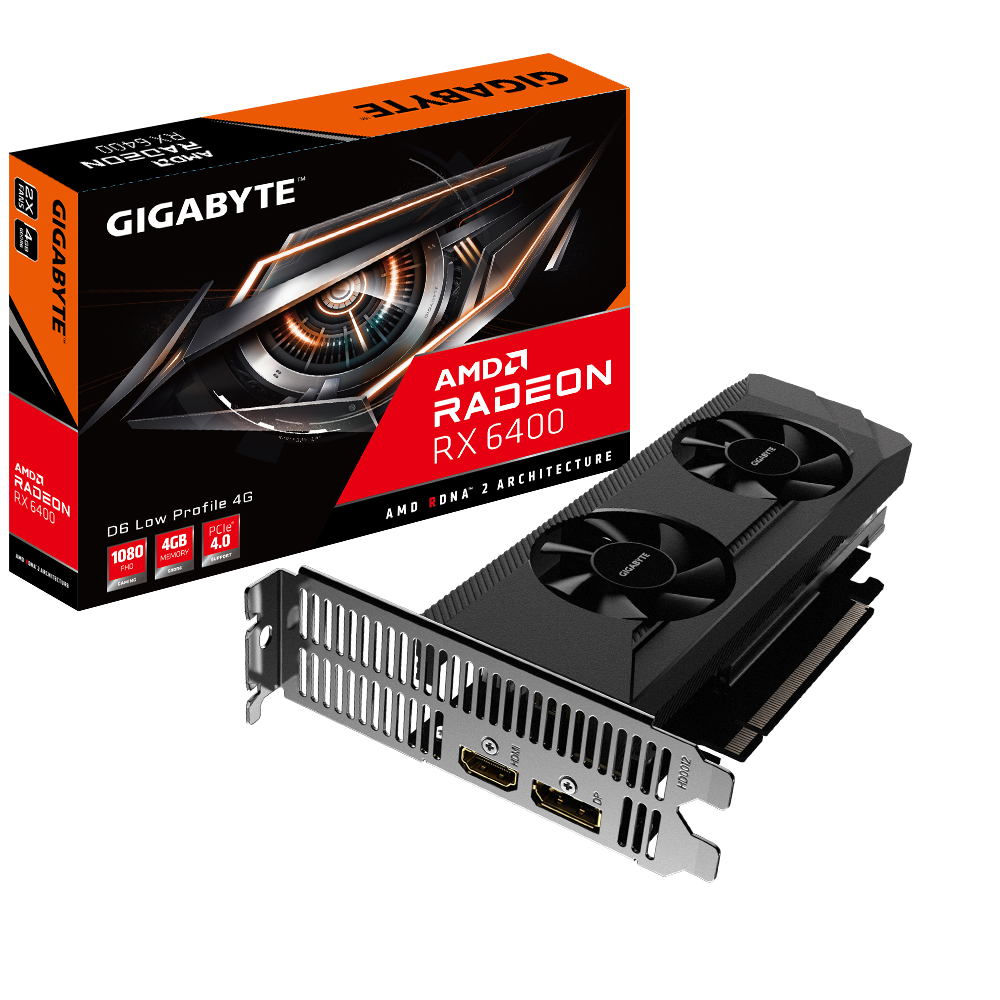 Купить Gigabyte Radeon RX 6400 D6 LOW PROFILE 4G - Grafikkarten - Radeon RX 6400 - 4GB GDDR6 - PCIe 4,0 Low-Profile - HDMI, DisplayPort (GV-R64D6-4GL) в магазине wardena.ru
