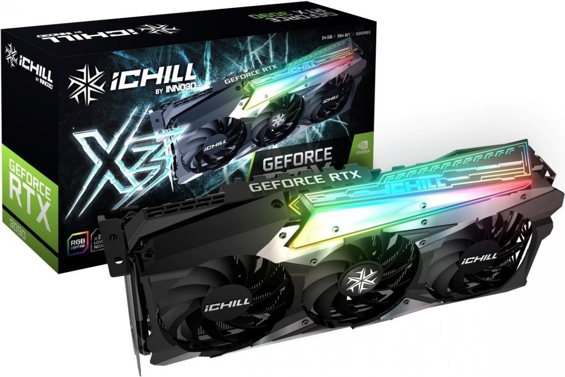 Купить Inno3D GeForce RTX 3090 iCHILL X3 - Grafikkarten - GF RTX 3090 - 24 GB GDDR6X - PCIe 4.0 x16 - HDMI, 3 x DisplayPort (C30903-246XX-1880VA37) в магазине wardena.ru