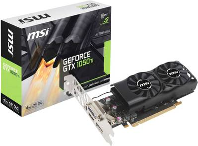 Купить MSI GTX1050 TI 4GT LP 4096MB,PCI-E,DVI,HDMI,DP,LP (V809-2404R) в магазине wardena.ru