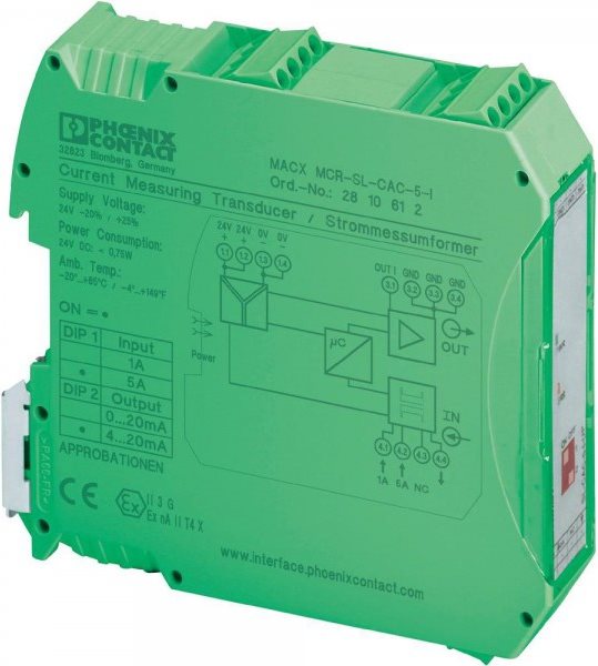 Купить Phoenix Contact MACX MCR-SL-CAC- 5-I Strommessumformer für 1 & 5 A (2810612) в магазине wardena.ru