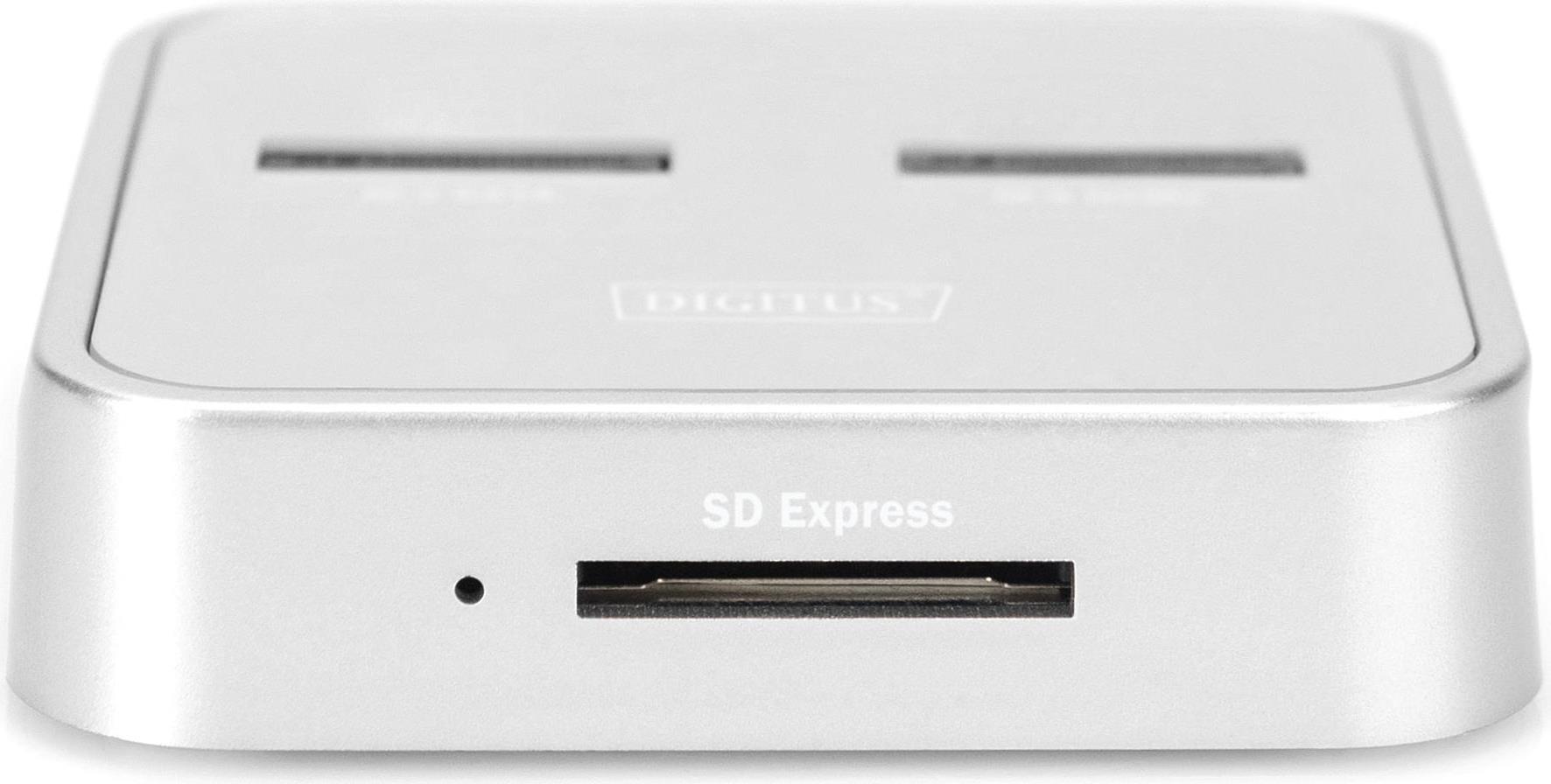 Купить DIGITUS - SSD-Dockingstation mit Datenanzeige, SD Express Kartenlesegerät Schächte: 2 - M.2 - M.2 Card (PCIe NVMe & SATA) - USB-C 3.2 (Gen 2) - Silber (DA-71546) в магазине wardena.ru