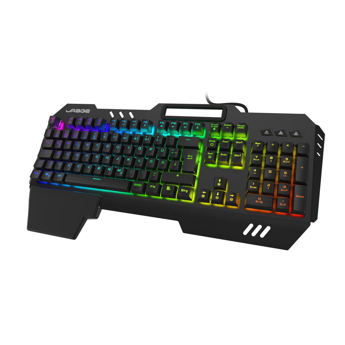 Купить Hama uRage Exodus 800 Mechanical - Tastatur - mit Telefonhalter - backlit - USB - QWERTZ - Deutsch - Tastenschalter: Outemu Blue - Schwarz (00186057) в магазине wardena.ru