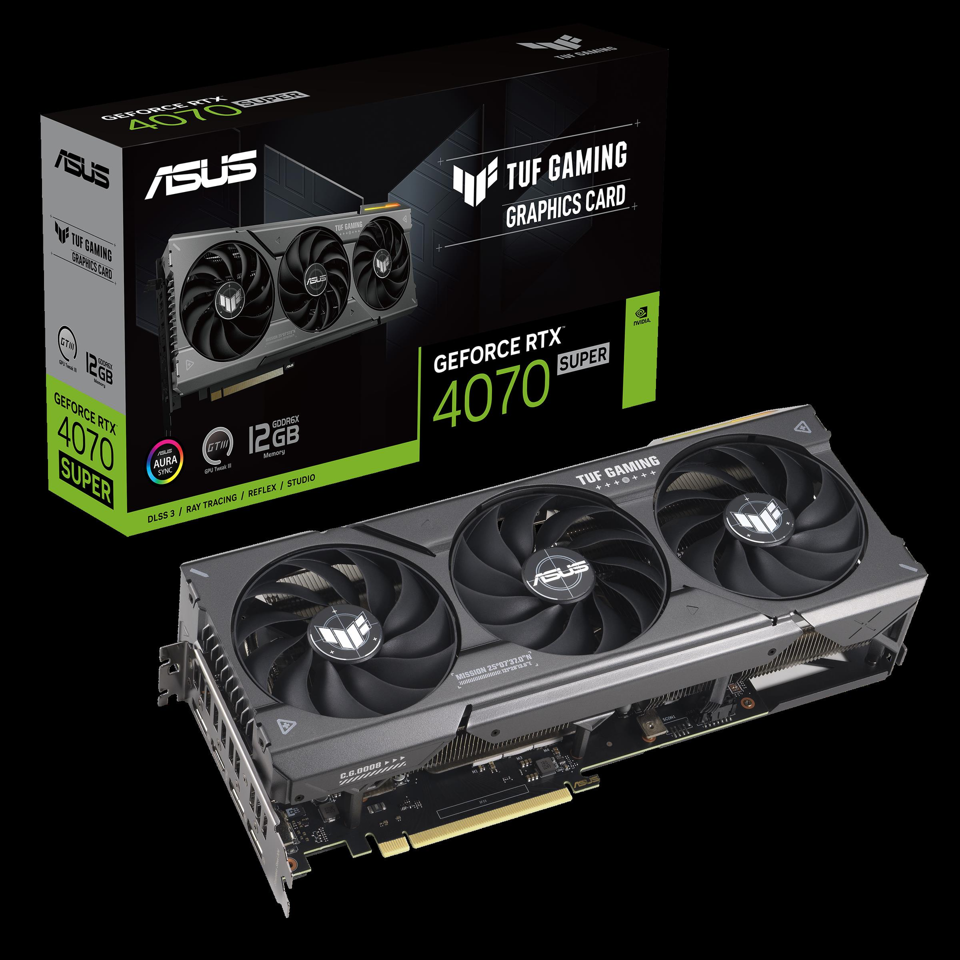 Купить ASUS TUF Gaming GeForce RTX 4070 SUPER 12GB - Grafikkarten - GeForce RTX 4070 Super - 12 GB GDDR6X - PCIe 4.0 - HDMI, 3 x DisplayPort - Box (90YV0K81-M0NA00) в магазине wardena.ru
