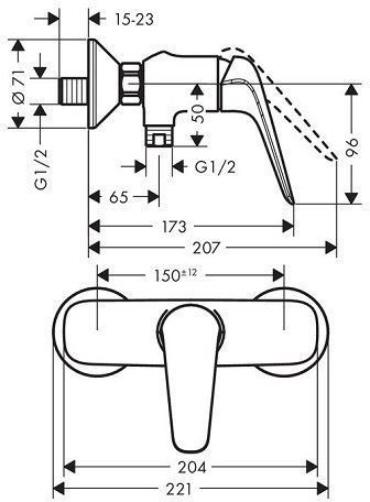 Купить Hansgrohe Novus Смеситель для душа хром 71062000 в магазине wardena.ru