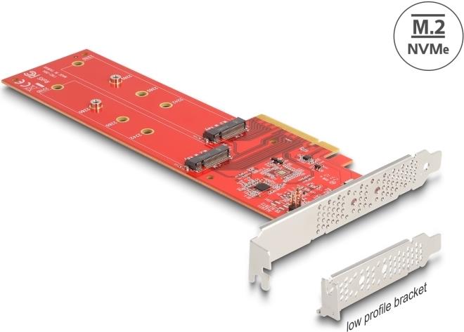 Купить Delock PCI Express x8 Karte zu 2 x intern NVMe M.2 Key M 110 mm - Bifurcation - Low Profile (90616) в магазине wardena.ru