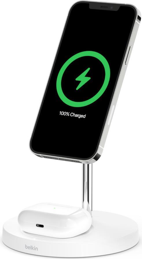 Купить Linksys Belkin BOOST CHARGE PRO MagSafe 2-in-1 - Kabelloses Ladegerät + AC-Netzteil - 15 Watt - Fast Charge - weiß - für Apple AirPods (2nd Generation), AirPods Pro, iPhone 12, 12 mini, 12 Pro, 12 Pro Max (WIZ010VFWH) в магазине wardena.ru