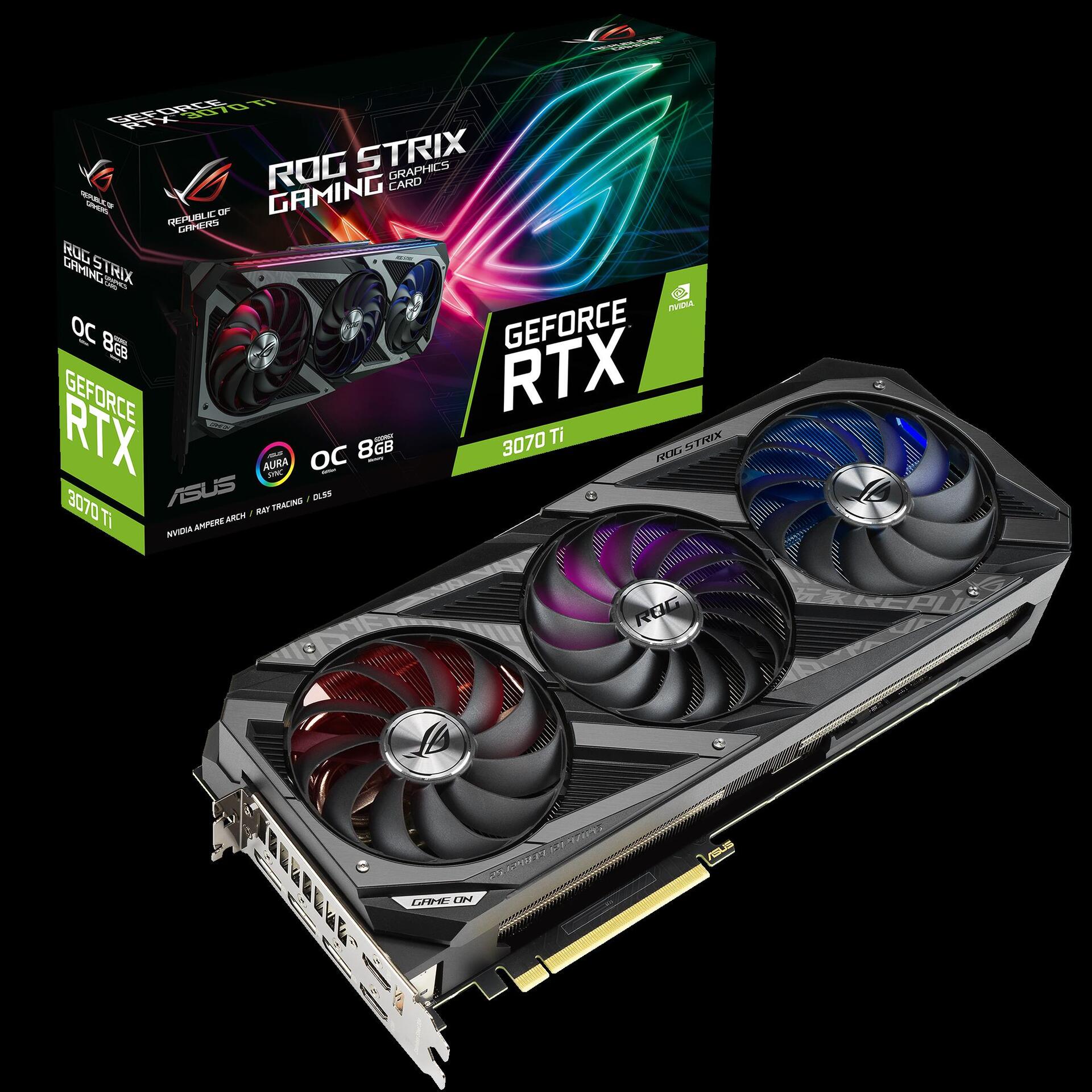 Купить ASUS ROG Strix GeForce RTX 3070 Ti OC, ROG-STRIX-RTX3070TI-O8G-GAMING, 8GB GDDR6X, 2x HDMI, 3x DP (90YV0GW0-M0NA00) в магазине wardena.ru