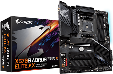 Купить Gigabyte X570S AORUS ELITE AX - 1,0 - Motherboard - ATX - Socket AM4 - AMD X570 Chipsatz - USB-C Gen2, USB 3,2 Gen 1, USB 3,2 Gen 2, USB-C Gen 2x2 - 2,5 Gigabit LAN - Onboard-Grafik (CPU erforderlich) - HD Audio (8-Kanal в магазине wardena.ru