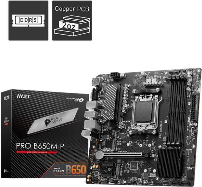 Купить MB MSI PRO B650M-P (B650,AM5,mATX,AMD) (7E27-001R) в магазине wardena.ru