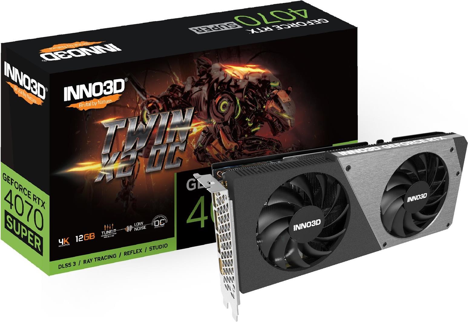 Купить Inno3D GEFORCE RTX 4070 SUPER TWIN X2 OC - GeForce RTX 4070 SUPER - 12 GB - GDDR6X - 192 Bit - 7680 x 4320 Pixel - PCI Express x16 4.0 (N407S2-126XX-186162N) в магазине wardena.ru
