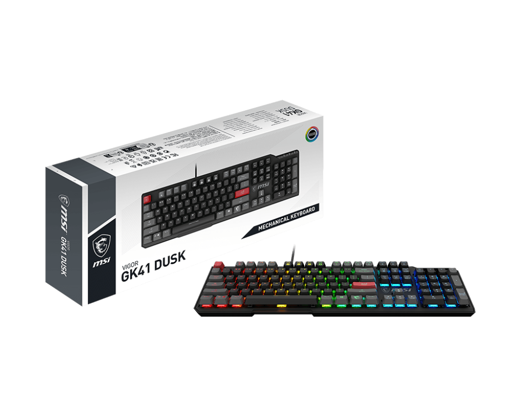 Купить MSI Vigor GK41 Dusk LR US Tastatur Gaming USB QWERTY Englisch Schwarz (VIGOR GK41 DUSK LR US) в магазине wardena.ru